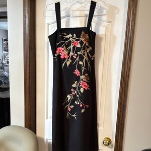 Floral Embroidered Black Dress